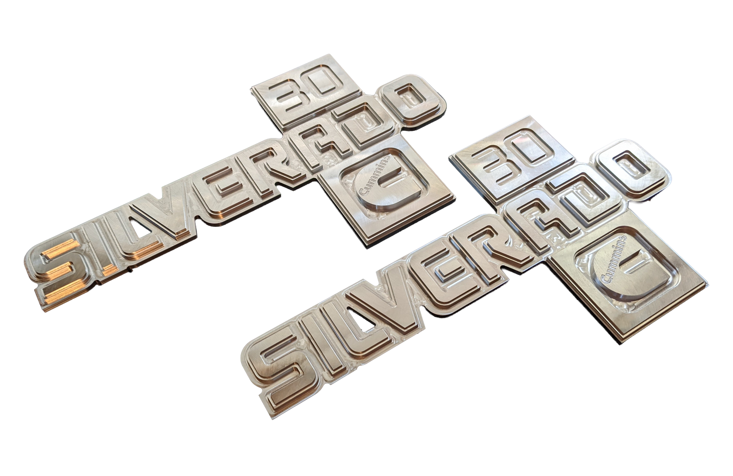 81-87 Chevy Billet Fender Emblems - "Silverado 30 Cummins" - Pair