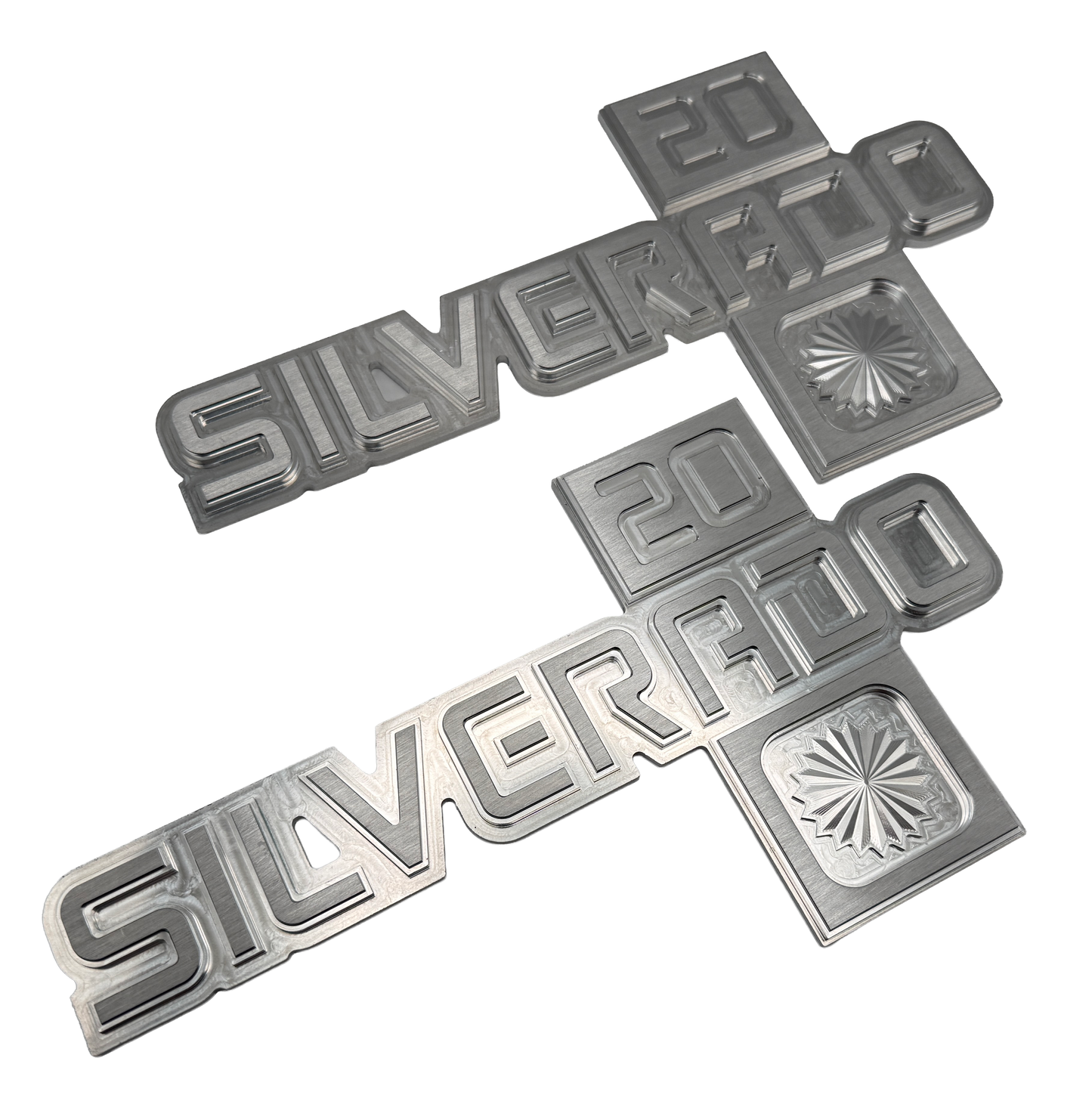 81-87 Chevy Billet Fender Emblems - "Silverado 20" - Pair