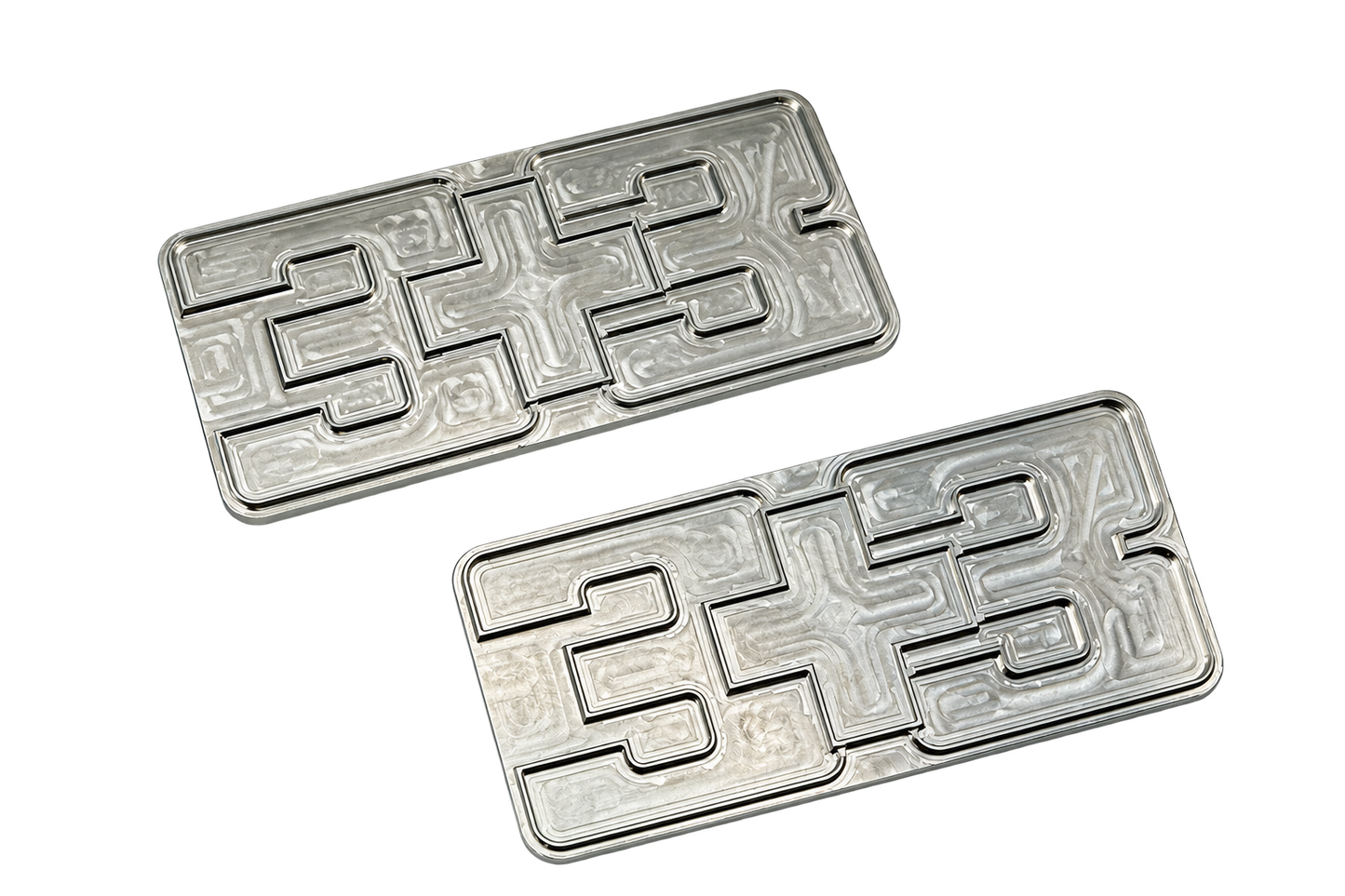 Chevy squarebody billet aluminum 3+3 emblems and badges CNC machined machine finish - RAD Machining