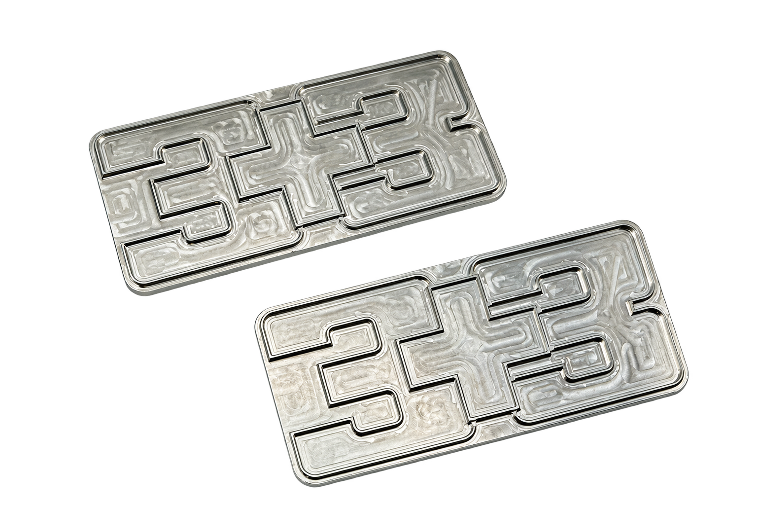Chevy squarebody billet aluminum 3+3 emblems and badges CNC machined machine finish - RAD Machining