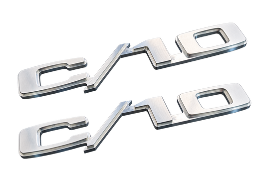 1969-1972 Chevy C/10 billet aluminum fender emblems polished finish pair - RAD Machining