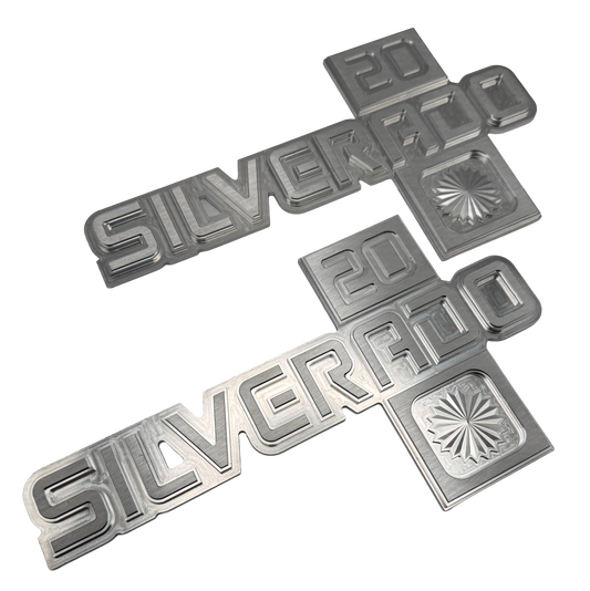 81-87 Chevy Billet Fender Emblems - "Silverado 20" - Pair