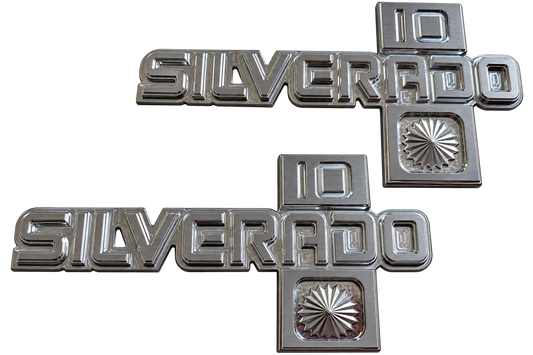 1981-1987 Chevy Silverado 10 billet aluminum fender emblems polished finish pair - RAD Machining