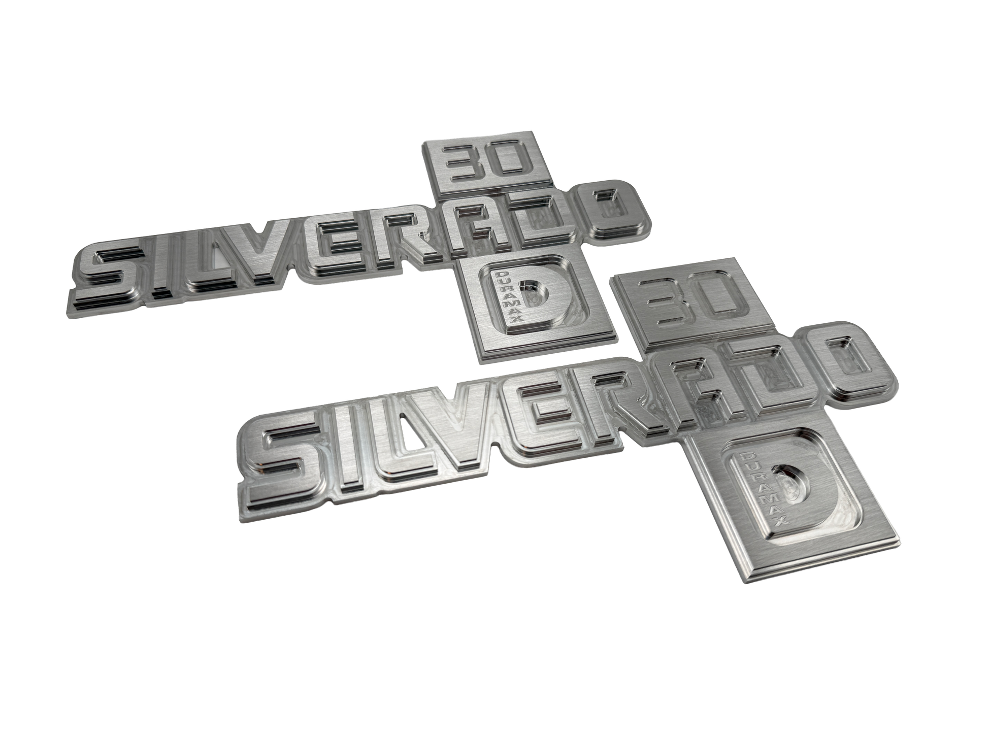 Billet 'Silverado 30 Duramax' emblems 