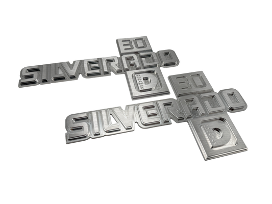 Billet 'Silverado 30 Duramax' emblems 