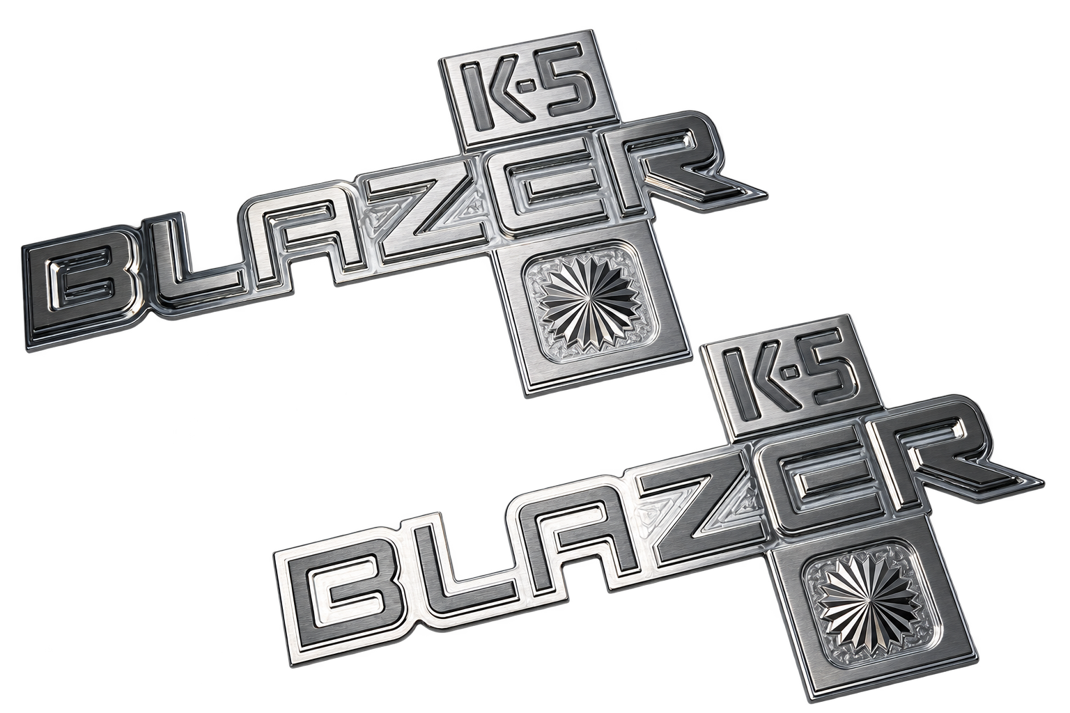 1981-1986 Chevy K5 Blazer billet aluminum CNC machined badges brushed finish - RAD Machining